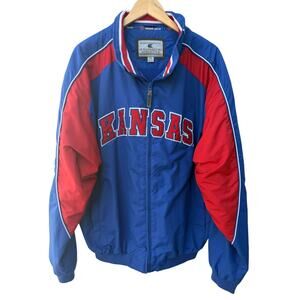 Kansas Jayhawks Jacket Mens XL Blue Red Colosseum Full Zip NCAA